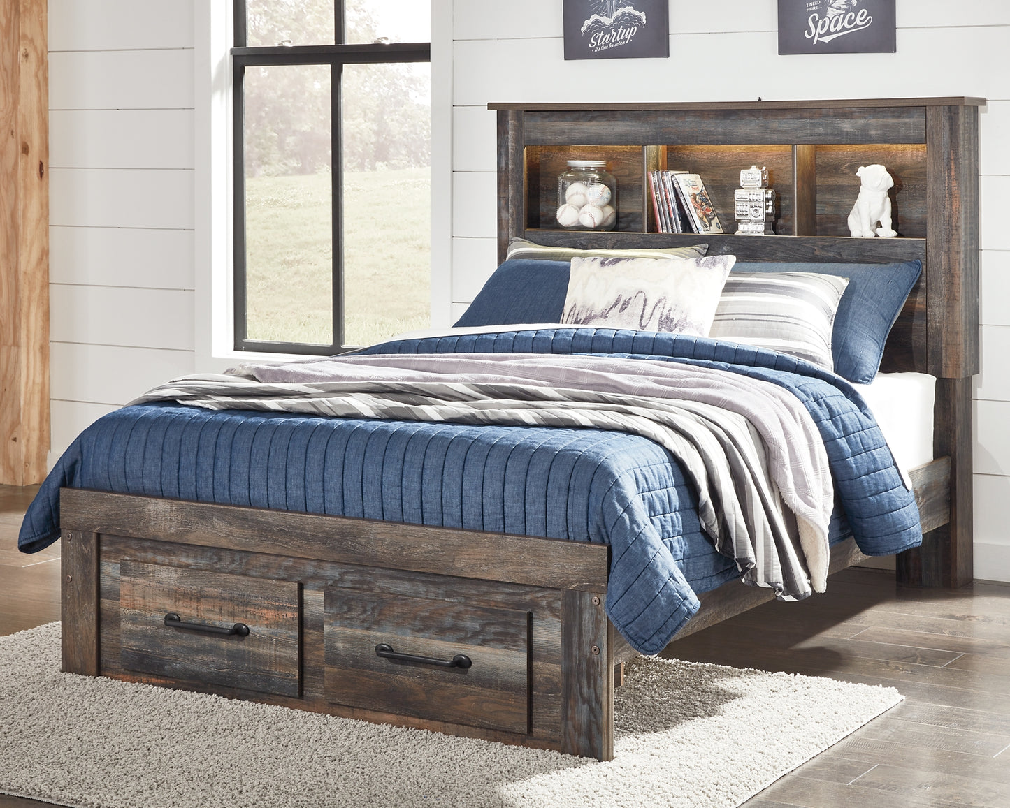 Drystan Bookcase Bed With 2 Storage Drawers