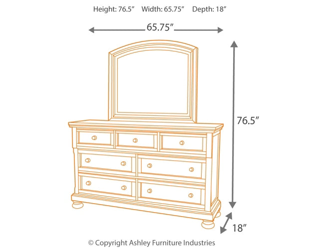 Porter Sleigh Bed With Mirrored Dresser