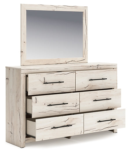 Full Panel Bed with Mirrored Dresser