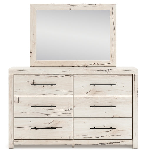 Full Panel Bed with Mirrored Dresser