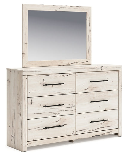 Full Panel Bed with Mirrored Dresser