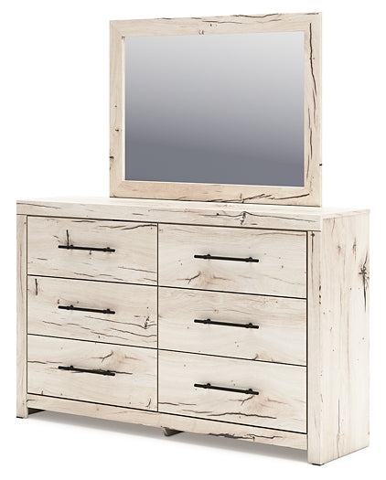 Full Panel Bed with Mirrored Dresser