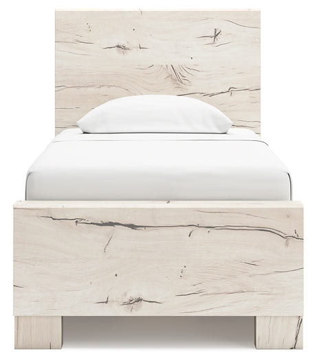 Twin Panel Bed with Mirrored Dresser