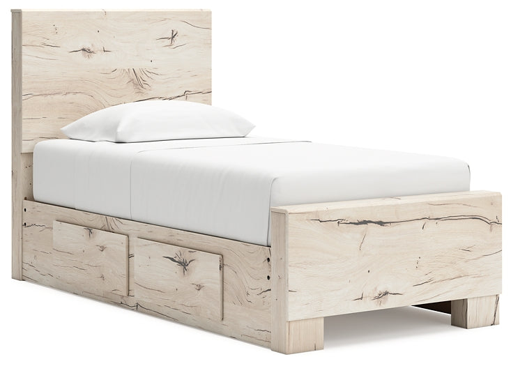 Twin Panel Bed with Mirrored Dresser
