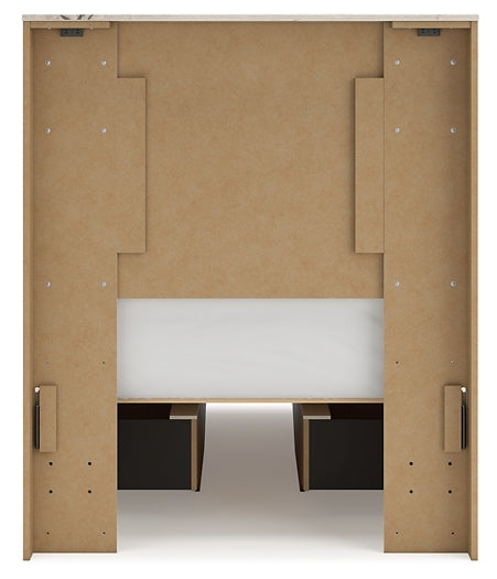 Twin Panel Bed with Mirrored Dresser