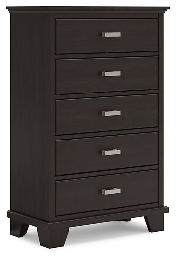 Covetown King Panel Bed with Mirrored Dresser and Chest