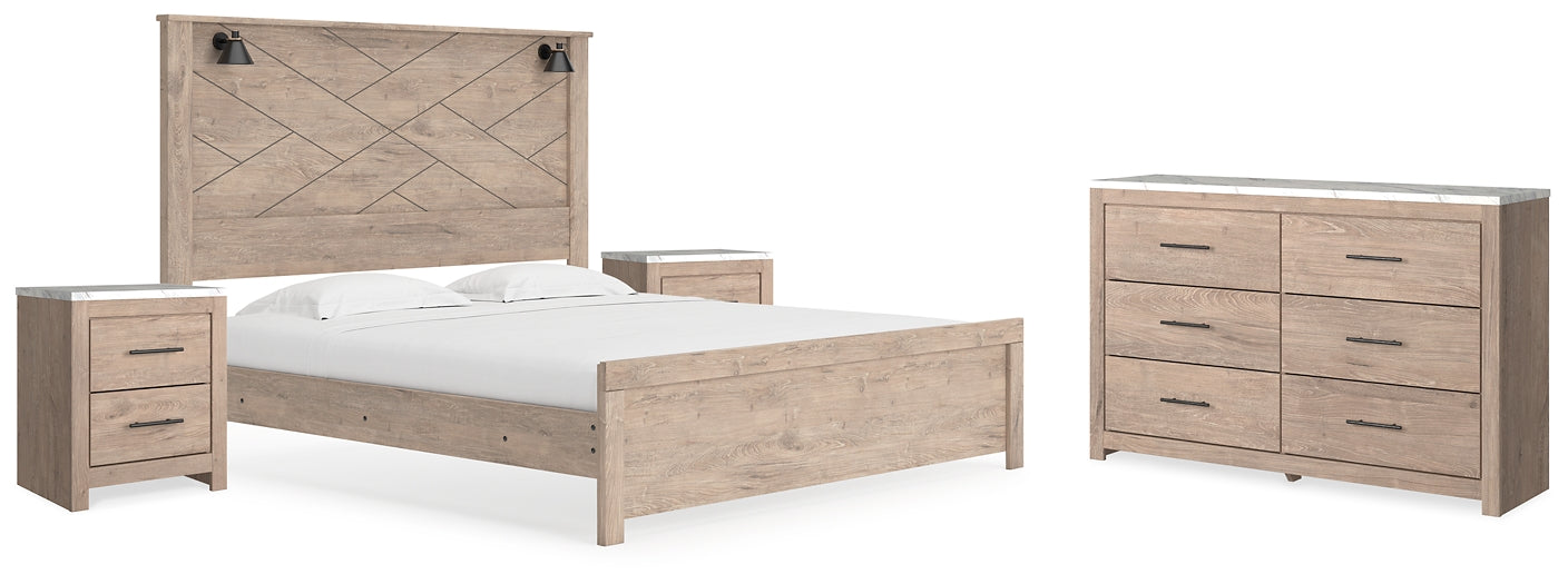 Senniberg King Panel Bed with Dresser and 2 Nightstands