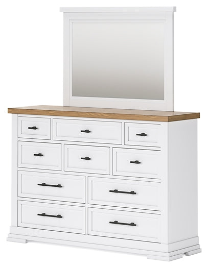 Ashbryn California King Panel Storage Bed with Mirrored Dresser