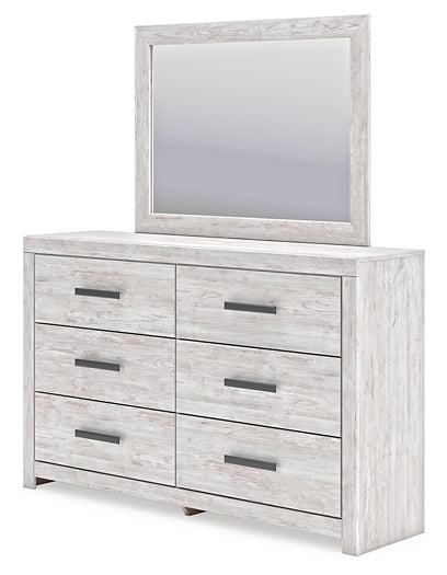 Cayboni Queen Panel Bed with Mirrored Dresser and Chest