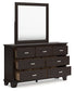 Covetown King Panel Bed with Mirrored Dresser, Chest and Nightstand