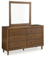 Lyncott California King Upholstered Bed with Mirrored Dresser, Chest and Nightstand
