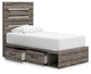 Graystorm Twin Panel Storage Bed with Mirrored Dresser and Chest