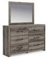 Graystorm Full Panel Bed with Mirrored Dresser, Chest and Nightstand