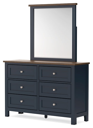 Landocken Full Panel Headboard with Mirrored Dresser and Nightstand
