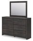 Hollivern Full Panel Bed with Storage with Mirrored Dresser