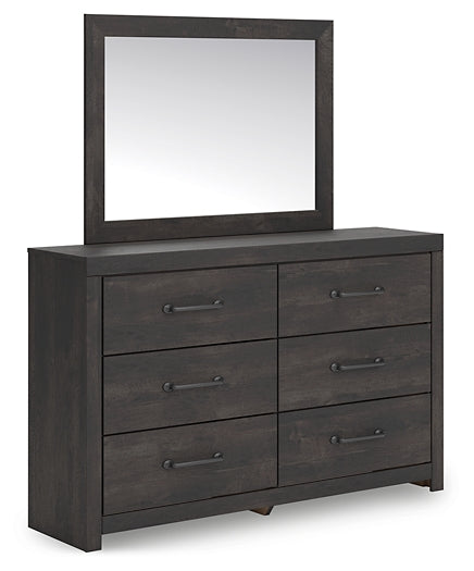 Hollivern Full Panel Bed with Storage with Mirrored Dresser and Chest