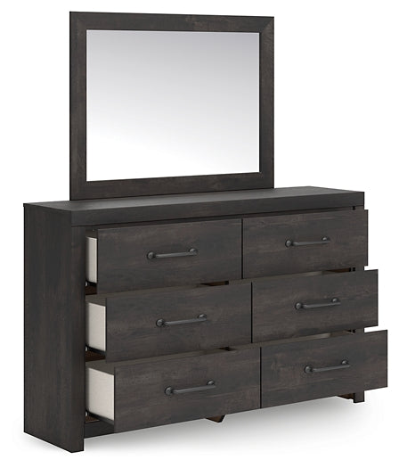 Hollivern Full Panel Bed with Storage with Mirrored Dresser and Chest