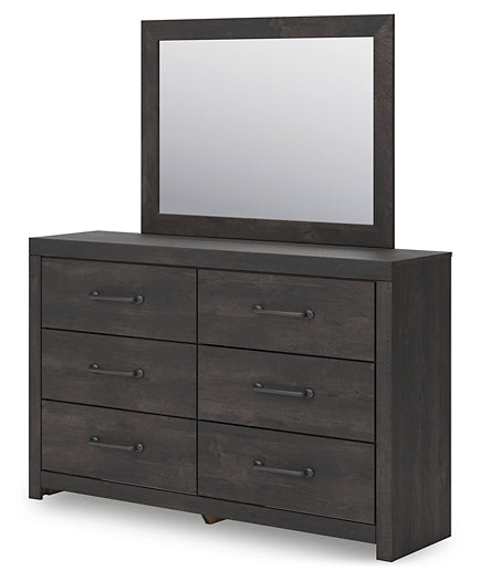 Hollivern Full Panel Bed with Storage with Mirrored Dresser and Chest