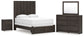 Fraluna Queen Panel Storage Bed with Mirrored Dresser and Nightstand