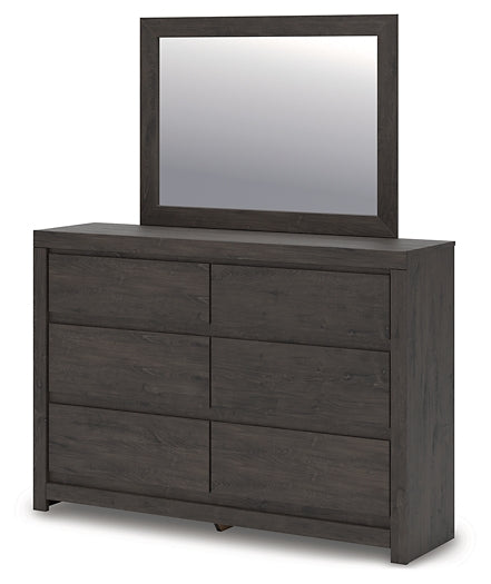 Fraluna King Panel Bed with Mirrored Dresser, Chest and Nightstand