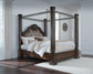 Maylee King Canopy Bed with Mirrored Dresser and Chest