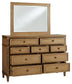 Sharlance Queen Upholstered Panel Bed with Mirrored Dresser and Chest