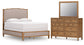 Sharlance Queen Upholstered Panel Bed with Mirrored Dresser