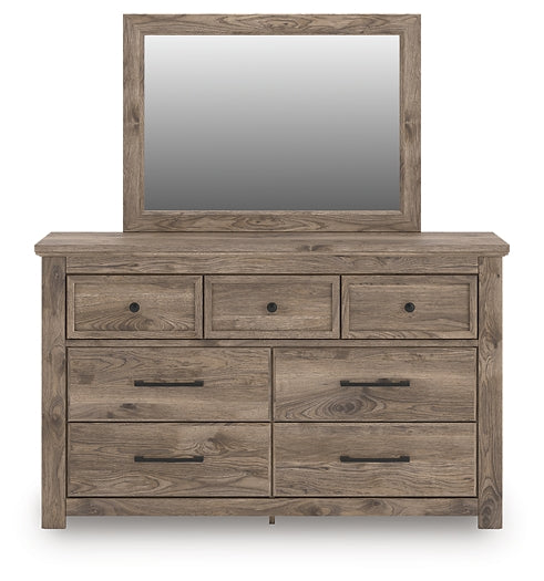 Rusticott Queen Panel Bed with Mirrored Dresser