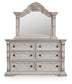 Bruchandi California King Upholstered Panel Bed with Mirrored Dresser