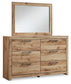 Hyanna Queen Panel Storage Bed with 1 Under Bed Storage Drawer, Dresser and Mirror
