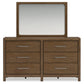 Cabalynn California King Upholstered Bed with Mirrored Dresser