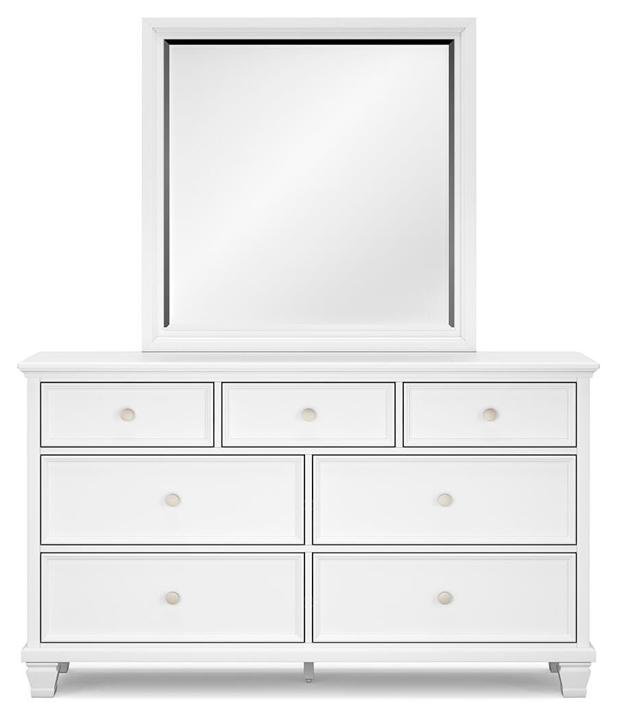 Fortman California King Panel Bed with Mirrored Dresser, Chest and Nightstand