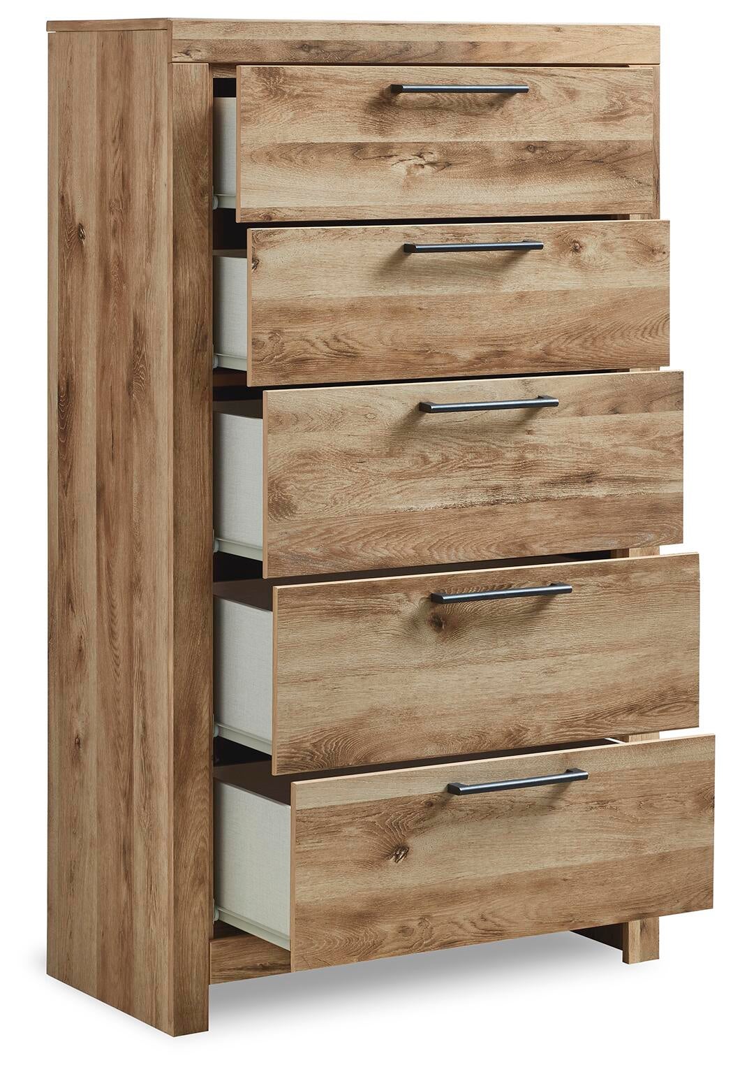 Hyanna Queen Panel Storage Bed with 2 Under Bed Storage Drawer, Dresser, Mirror, Chest and Nightstand