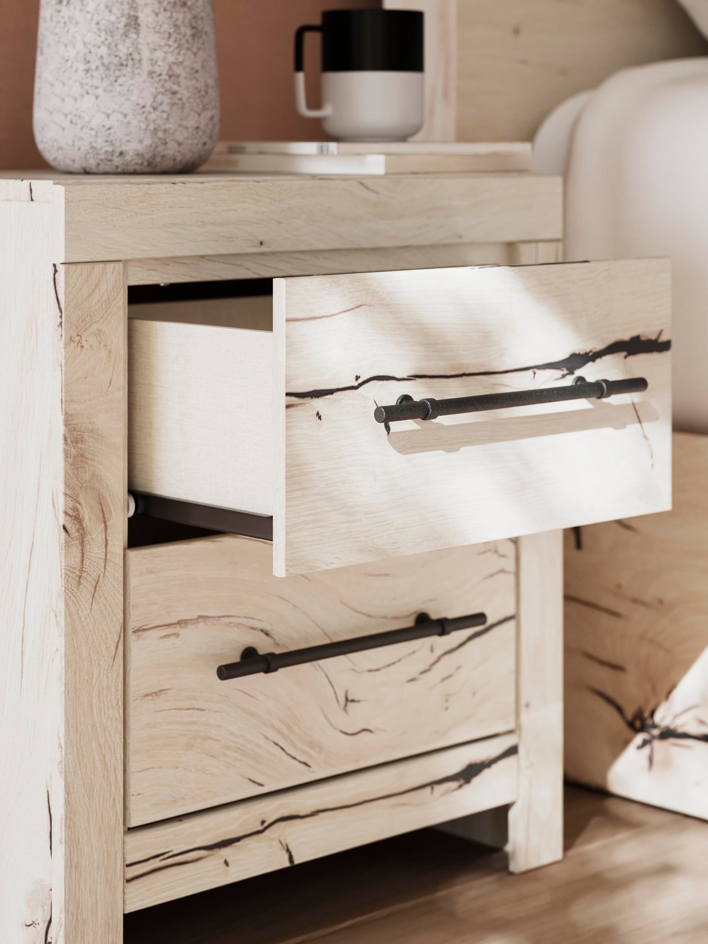 Lawroy Full Panel Storage Bed, Dresser, Mirror and Nightstand