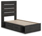 Hollivern Twin Panel Storage Bed, Dresser, Mirror, Chest and Nightstand