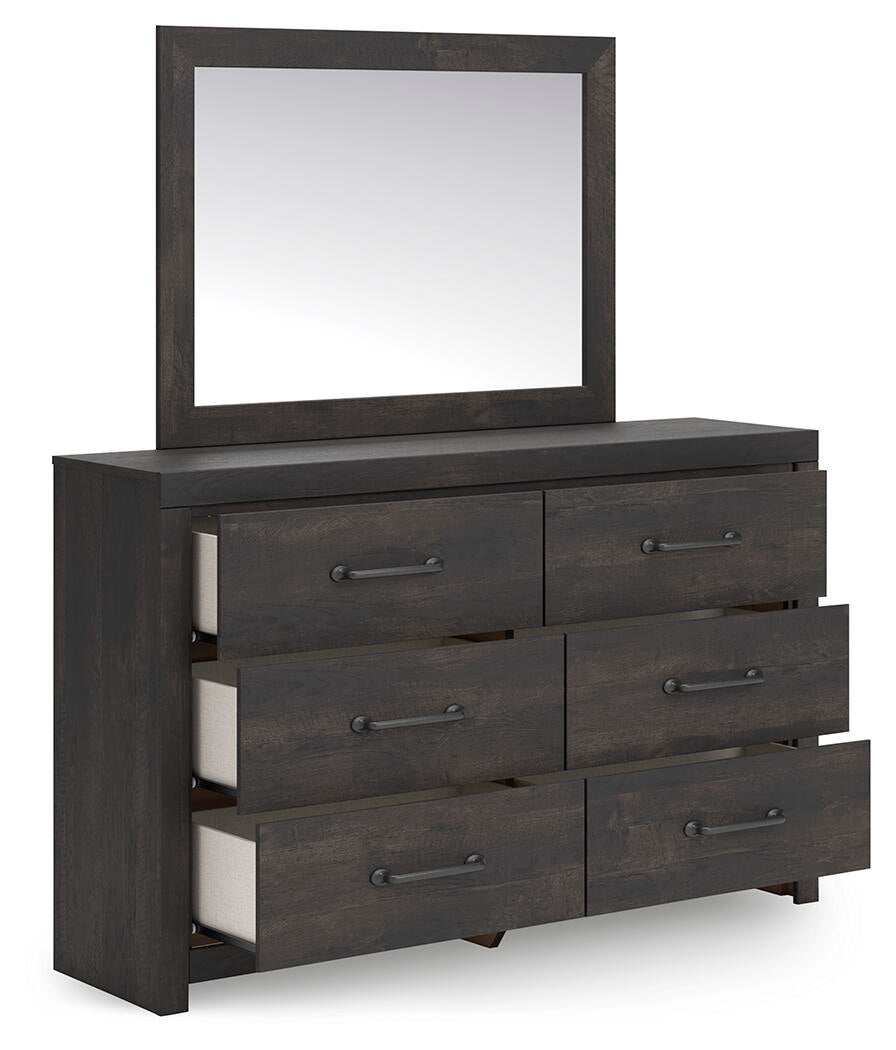 Hollivern Queen Panel Bed, Dresser, Mirror, Chest and Nightstand