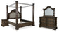 Maylee Queen Canopy Bed, Dresser, Mirror and Nightstand