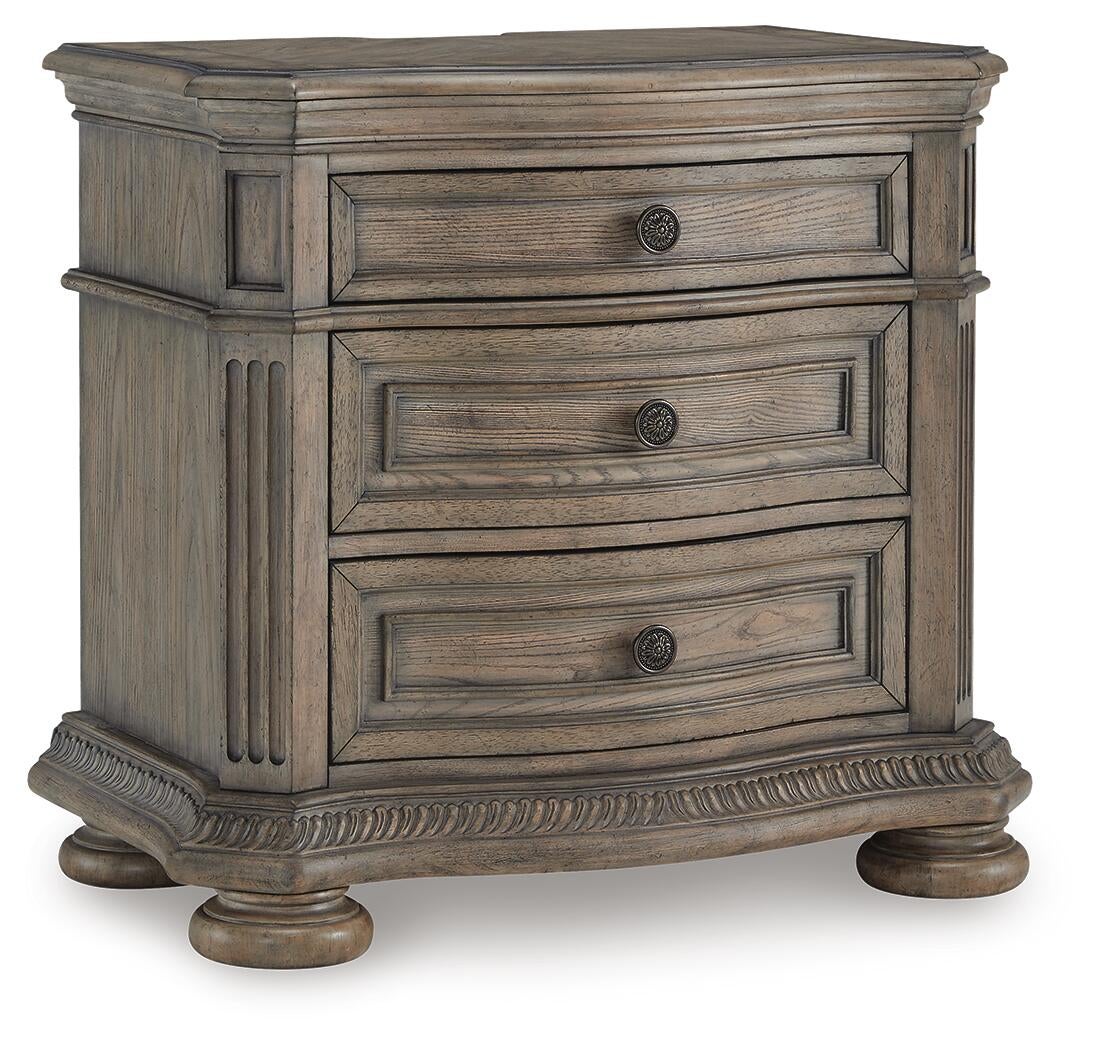 Ardenfield King Upholstered Sleigh Bed, Dresser, Mirror and Nightstand