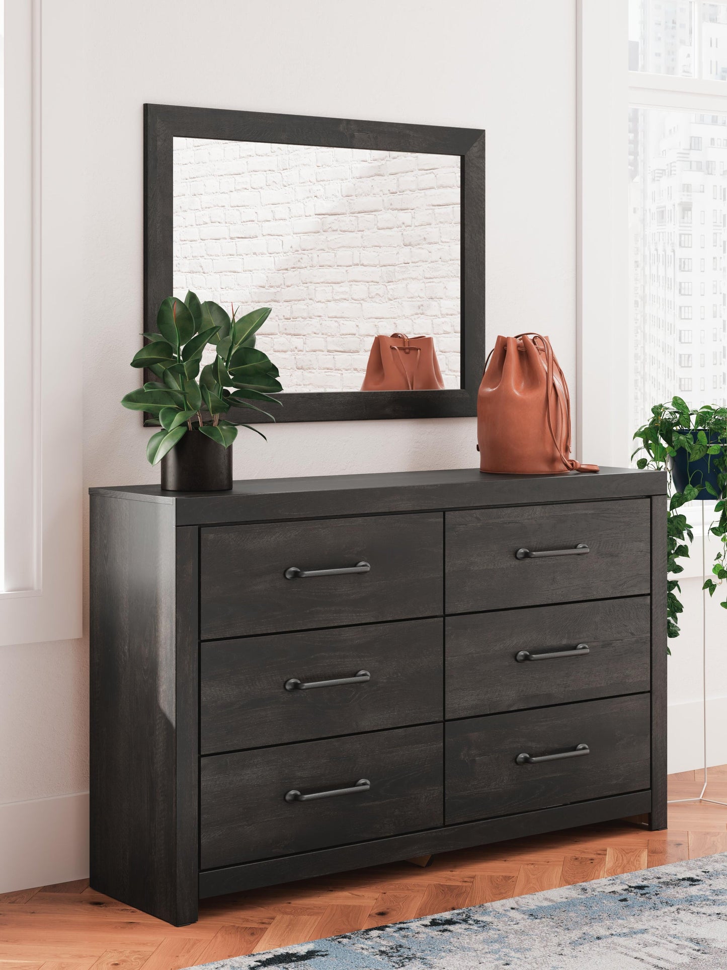 Hollivern Full Panel Bed, Dresser and Mirror