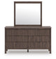 Pamytta King Upholstered Panel Platform Bed, Dresser, Mirror and Nightstand