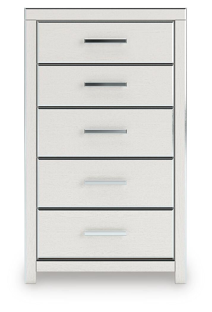 Zuraleus King Upholstered Panel Platform Bed, Dresser, Mirror, Chest and Nightstand
