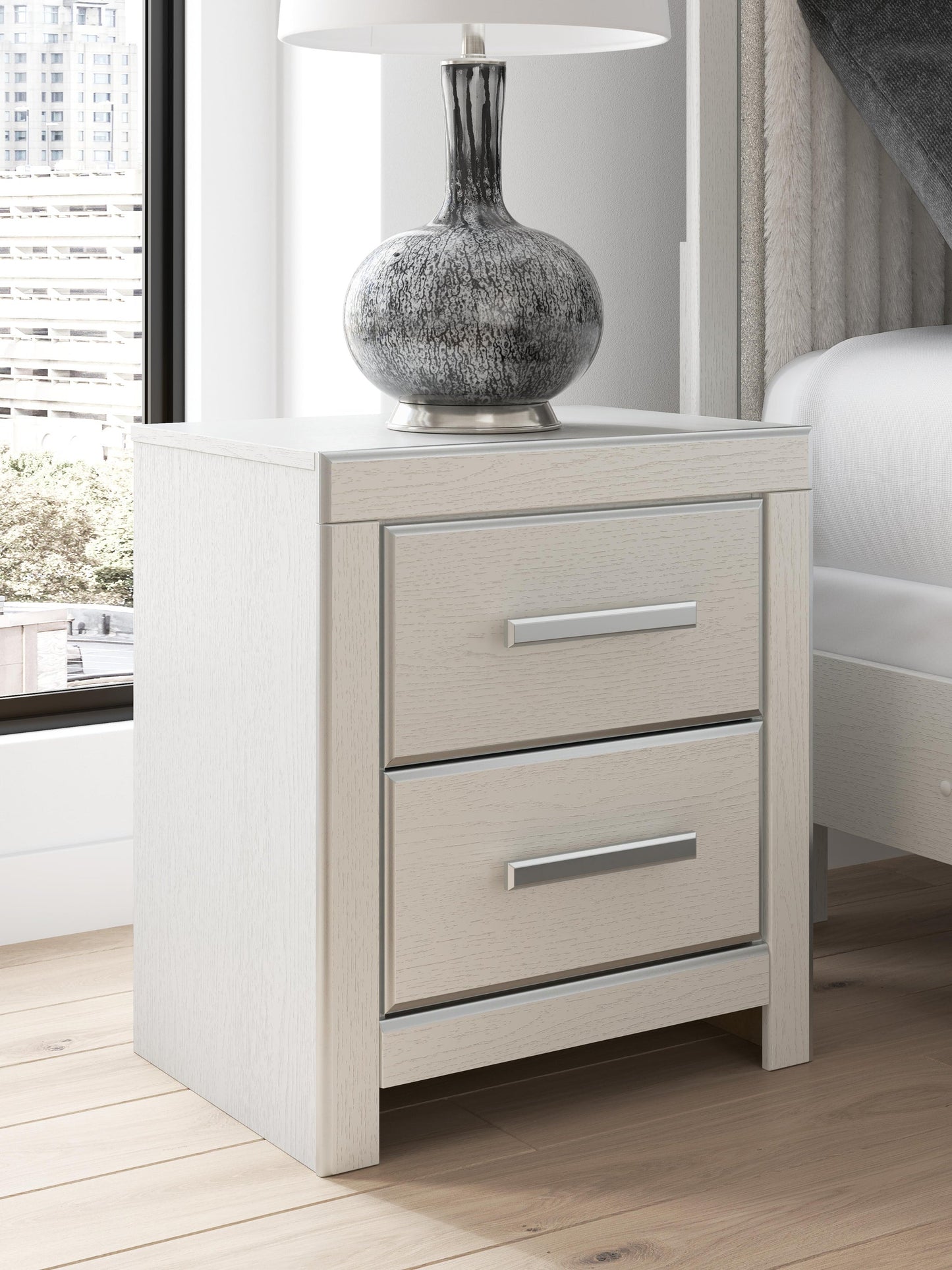 Zuraleus Queen Upholstered Panel Platform Storage Bed, Dresser, Mirror and Nightstand