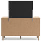 Cielden King Upholstered Bed with Roll Slats, Dresser and Mirror