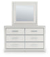 Zuraleus King Upholstered Panel Platform Storage Bed, Dresser and Mirror