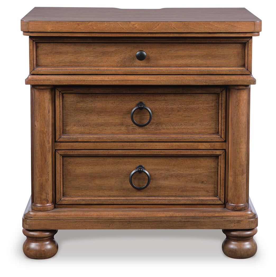 Rowlenstown King Poster Bed with Mirrored Dresser and Nightstand