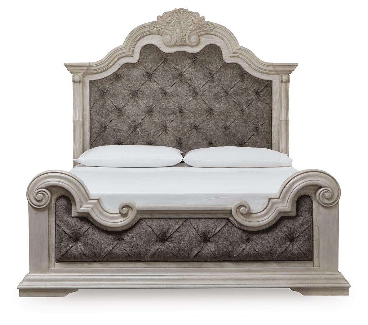Bruchandi California King Upholstered Panel Bed with Mirrored Dresser