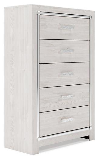 Altyra Full Panel Bed with Mirrored Dresser and Chest