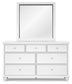 Fortman California King Panel Bed with Mirrored Dresser and 2 Nightstands